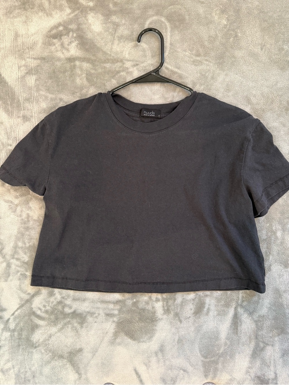 nuuds Black Cropped Crewneck Tee